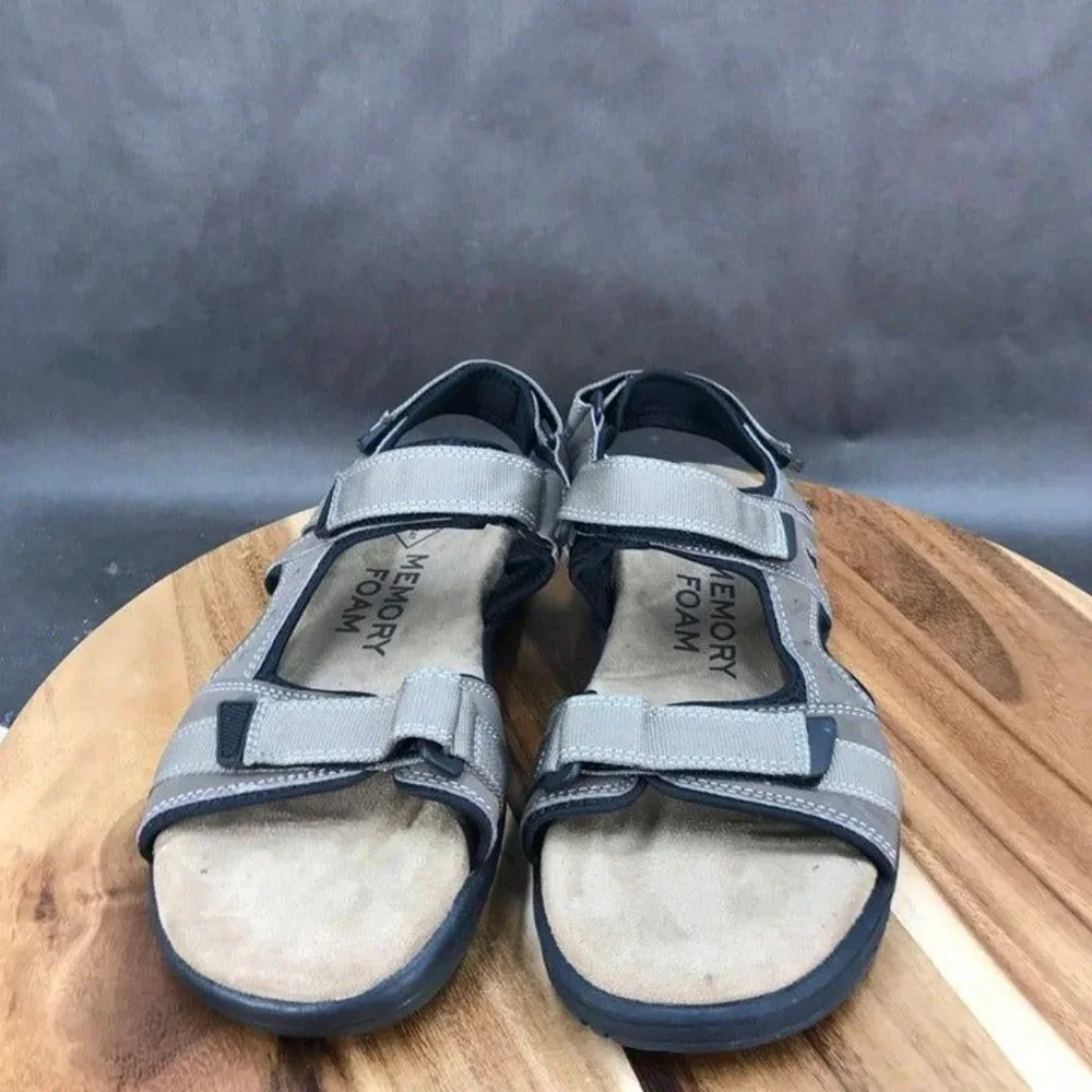 St. John's Bay Brown Faux Leather Hook and Loop Sandals Mens Size 9